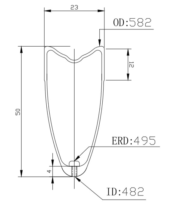 650c carbon tubular rim profile