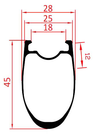 Profilo del cerchio per copertoncino profondo 45 mm